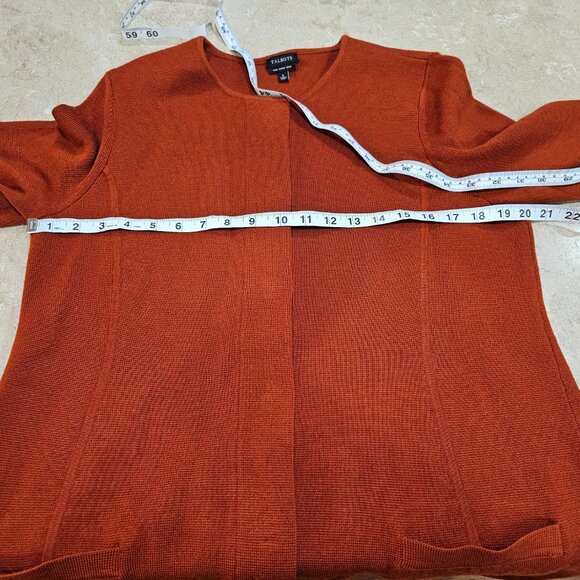 Talbots Burnt Orange Rust Merino Wool Snap Front Duster Cardigan Fall Size L - Picture 3 of 6